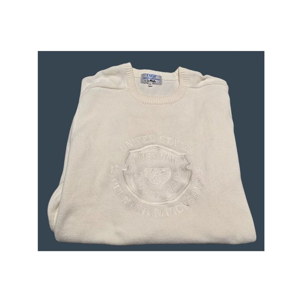 USGA LaMode XL Golf Sweater 1990 Medinah White Cotton Sweatshirt US Open PGA